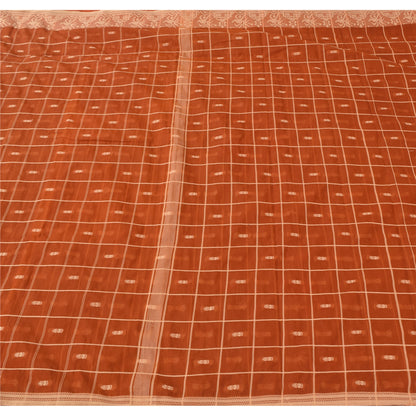 Sanskriti Vintage Indian Orange Sarees Blend Silk Woven Ethnic Sari Craft Fabric