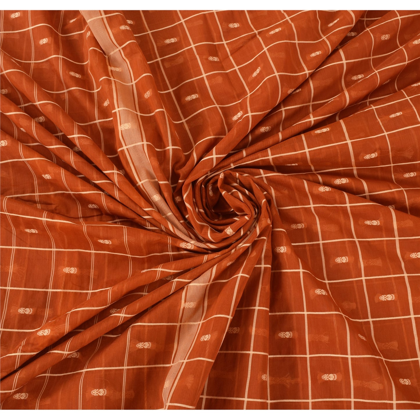 Sanskriti Vintage Indian Orange Sarees Blend Silk Woven Ethnic Sari Craft Fabric