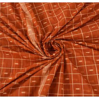 Sanskriti Vintage Indian Orange Sarees Blend Silk Woven Ethnic Sari Craft Fabric