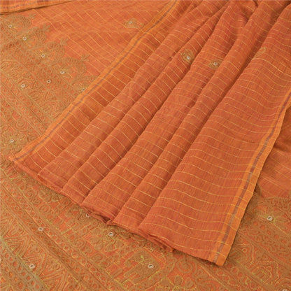 Sanskriti Vintage Antik Vintage Sari 100% Ren Bomuld Håndbroderet Ari Zama Bæredygtigt Stoff Sari