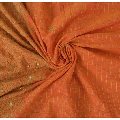 Sanskriti Vintage Antik Vintage Sari 100% Ren Bomuld Håndbroderet Ari Zama Bæredygtigt Stoff Sari