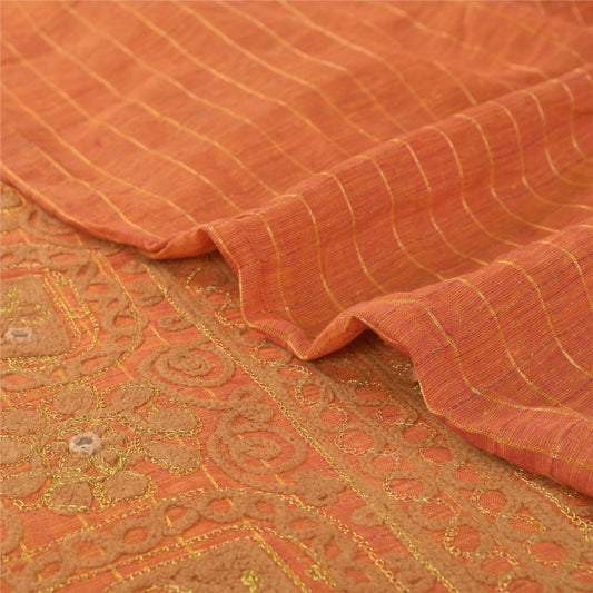 Sanskriti Vintage Antik Vintage Sari 100% Ren Bomuld Håndbroderet Ari Zama Bæredygtigt Stoff Sari