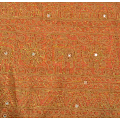 Sanskriti Vintage Antik Vintage Sari 100% Ren Bomuld Håndbroderet Ari Zama Bæredygtigt Stoff Sari