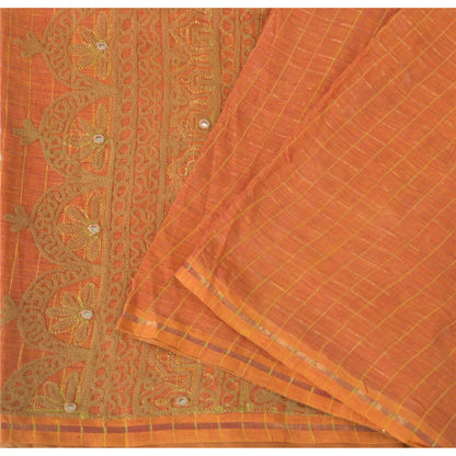 Sanskriti Vintage Antik Vintage Sari 100% Ren Bomuld Håndbroderet Ari Zama Bæredygtigt Stoff Sari