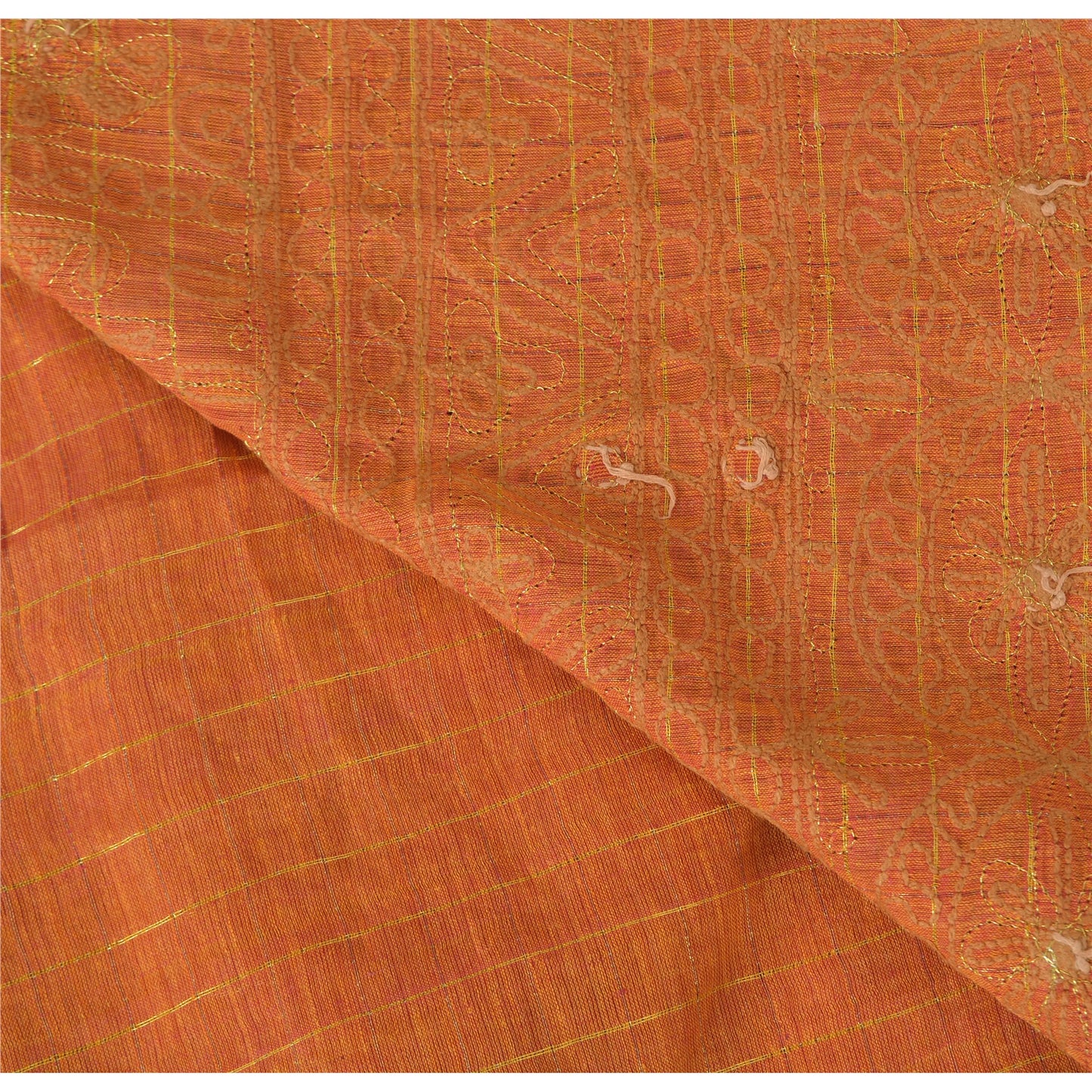 Sanskriti Vintage Antik Vintage Sari 100% Ren Bomuld Håndbroderet Ari Zama Bæredygtigt Stoff Sari