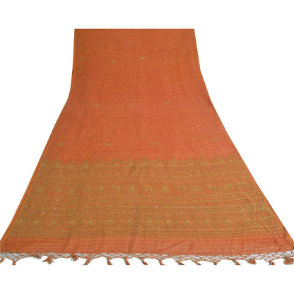 Sanskriti Vintage Antik Vintage Sari 100% Ren Bomuld Håndbroderet Ari Zama Bæredygtigt Stoff Sari