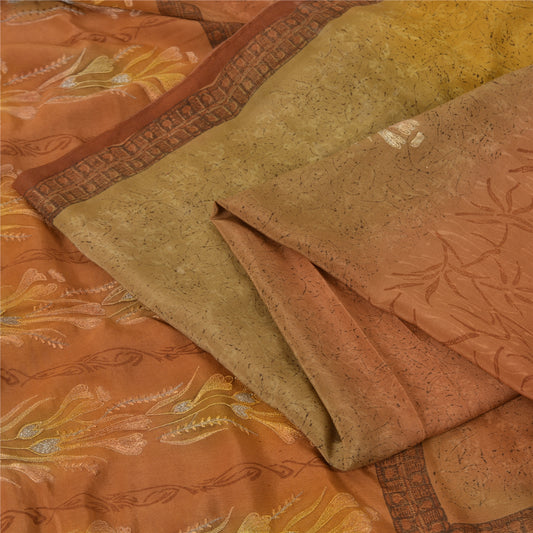 Sanskriti Vintage Sari 100% Pure Silk Indian Saree Multicolor Hand Embroidered 5Yd Craft Fabric Assorted Scraps, Upcycled Women Saree