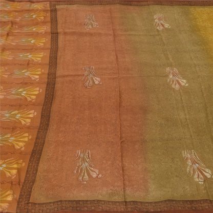 Sanskriti Vintage Indian Sarees Pure Silk Hand Embroidered Sari 5yd Craft Fabric