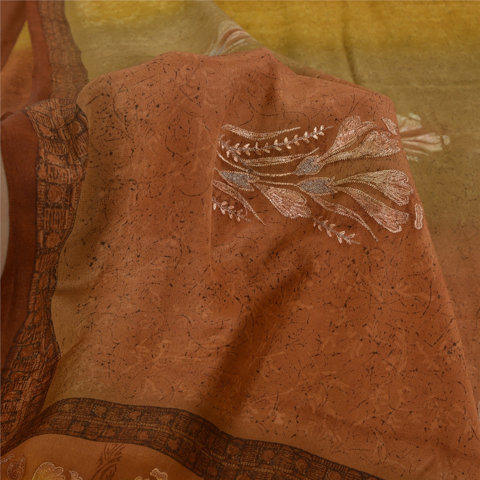 Sanskriti Vintage Sari 100% Pure Silk Indian Saree Multicolor Hand Embroidered 5Yd Craft Fabric Assorted Scraps, Upcycled Women Saree