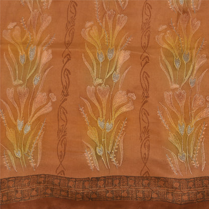 Sanskriti Vintage Indian Sarees Pure Silk Hand Embroidered Sari 5yd Craft Fabric