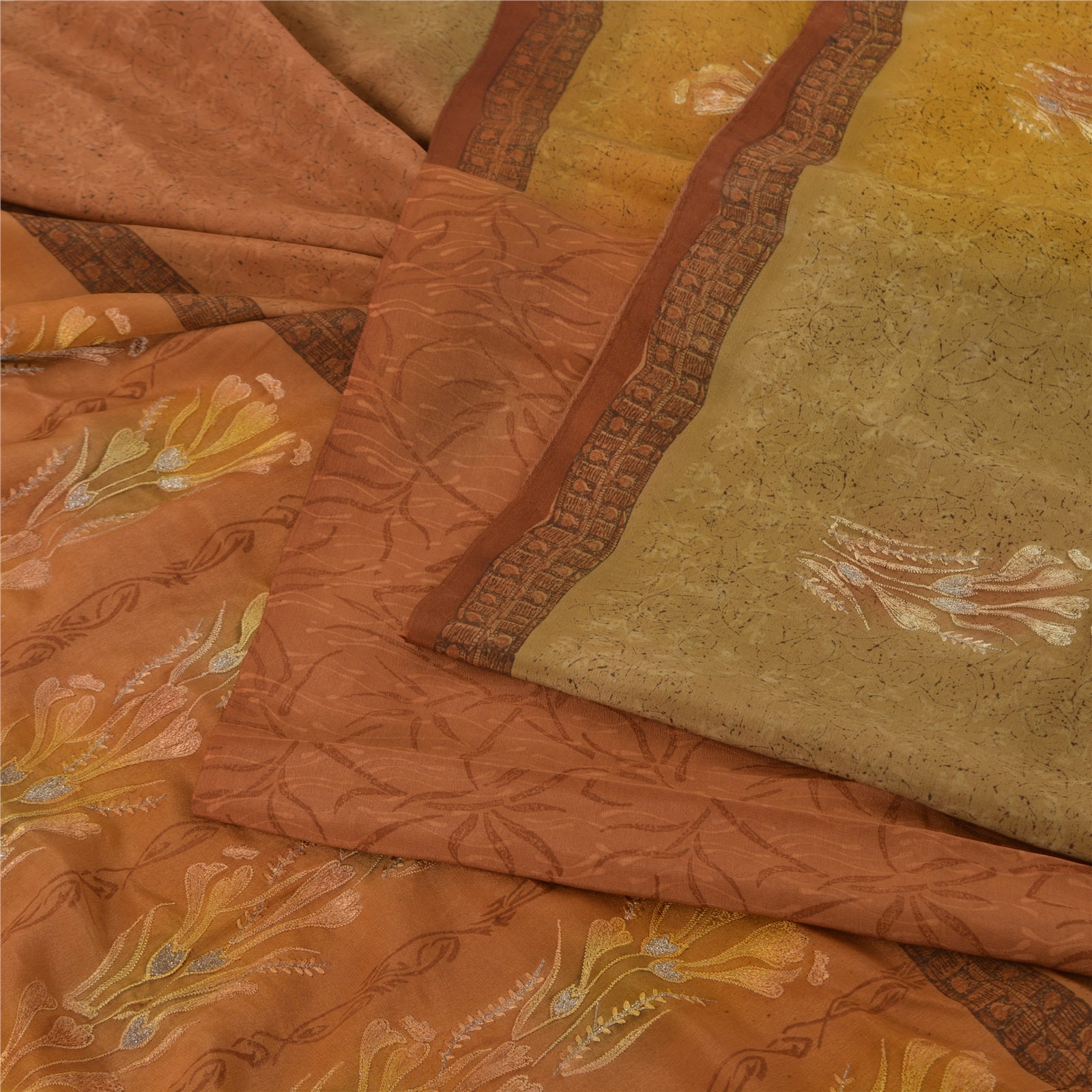 Sanskriti Vintage Sari 100% Pure Silk Indian Saree Multicolor Hand Embroidered 5Yd Craft Fabric Assorted Scraps, Upcycled Women Saree