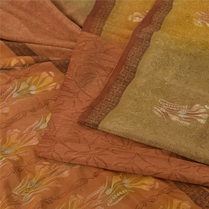 Sanskriti Vintage Indian Sarees Pure Silk Hand Embroidered Sari 5yd Craft Fabric