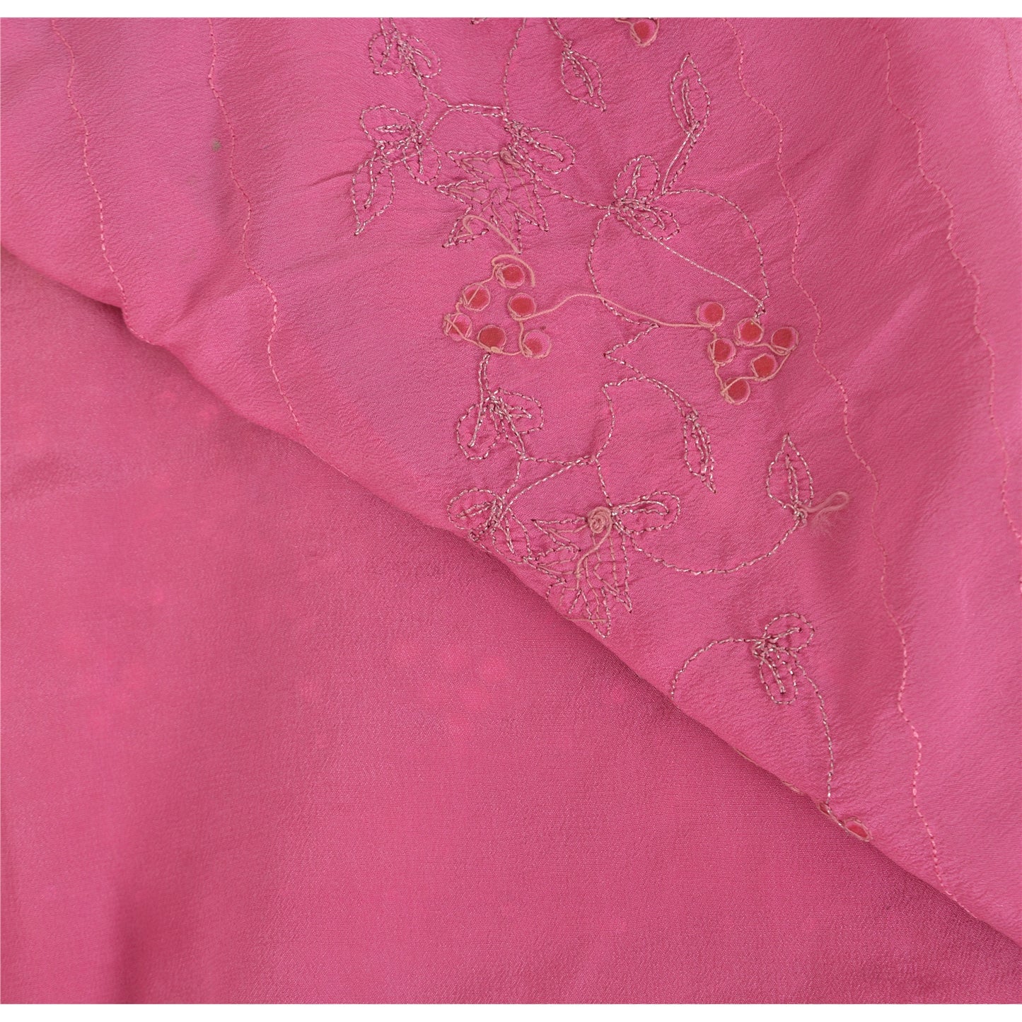 Sanskriti Vintage Sarees 100% Pure Crepe Hand Beaded Zari Sari 5+YD Craft Fabric