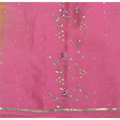 Sanskriti Vintage Sarees 100% Pure Crepe Hand Beaded Zari Sari 5+YD Craft Fabric