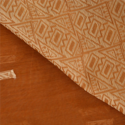 Sanskriti Vintage Handwoven Cotton Sari: Brown Indian Saree Fabric with Floral Peacock Border upholstery fabric