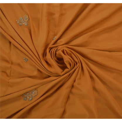 Sanskriti Vintage Indian Saree Art Silk Hand Embroidery Orange Sustainable Fabric Zari Sari