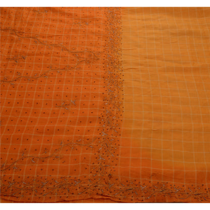 Sanskriti Vintage Peach Sarees 100% Pure Silk Hand Embroidered Fabric Sari