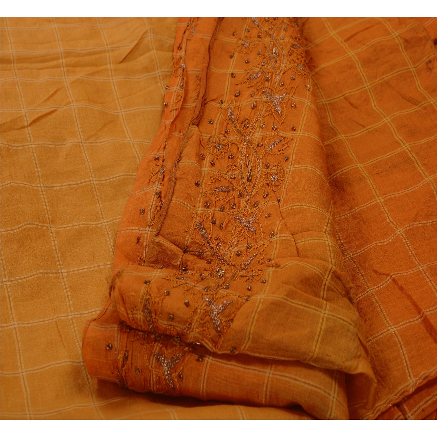 Sanskriti Vintage Peach Sarees 100% Pure Silk Hand Embroidered Fabric Sari