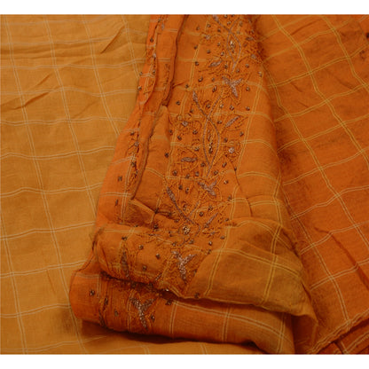 Sanskriti Vintage Peach Sarees 100% Pure Silk Hand Embroidered Fabric Sari