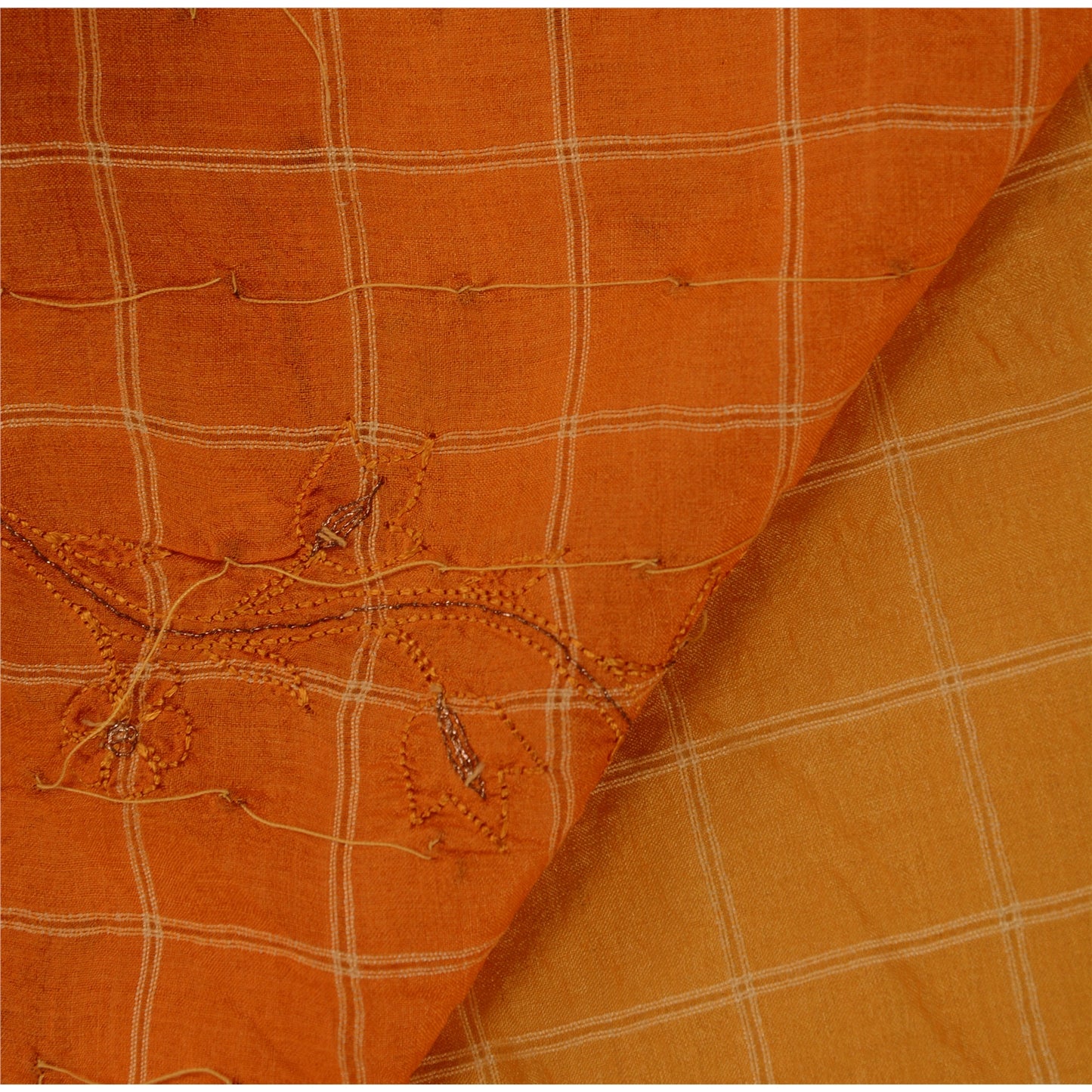 Sanskriti Vintage Peach Sarees 100% Pure Silk Hand Embroidered Fabric Sari