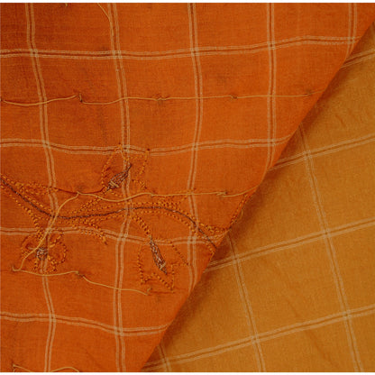 Sanskriti Vintage Peach Sarees 100% Pure Silk Hand Embroidered Fabric Sari