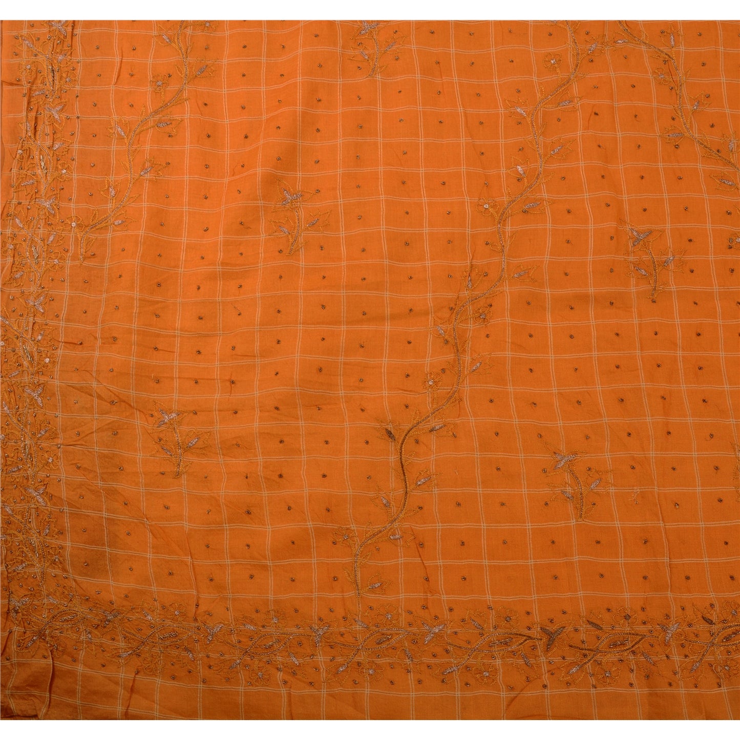 Sanskriti Vintage Peach Sarees 100% Pure Silk Hand Embroidered Fabric Sari