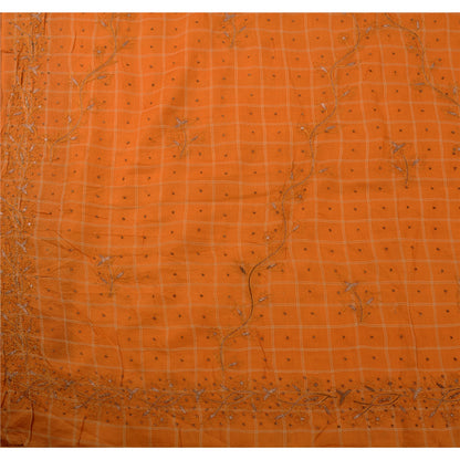 Sanskriti Vintage Peach Sarees 100% Pure Silk Hand Embroidered Fabric Sari