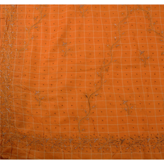 Sanskriti Vintage Peach Sarees 100% Pure Silk Hand Embroidered Fabric Sari
