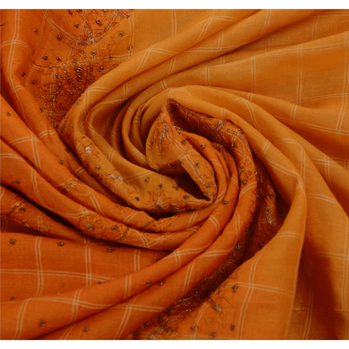 Sanskriti Vintage Peach Sarees 100% Pure Silk Hand Embroidered Fabric Sari