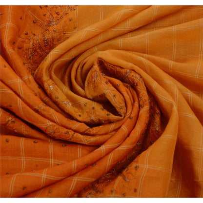 Sanskriti Vintage Peach Sarees 100% Pure Silk Hand Embroidered Fabric Sari