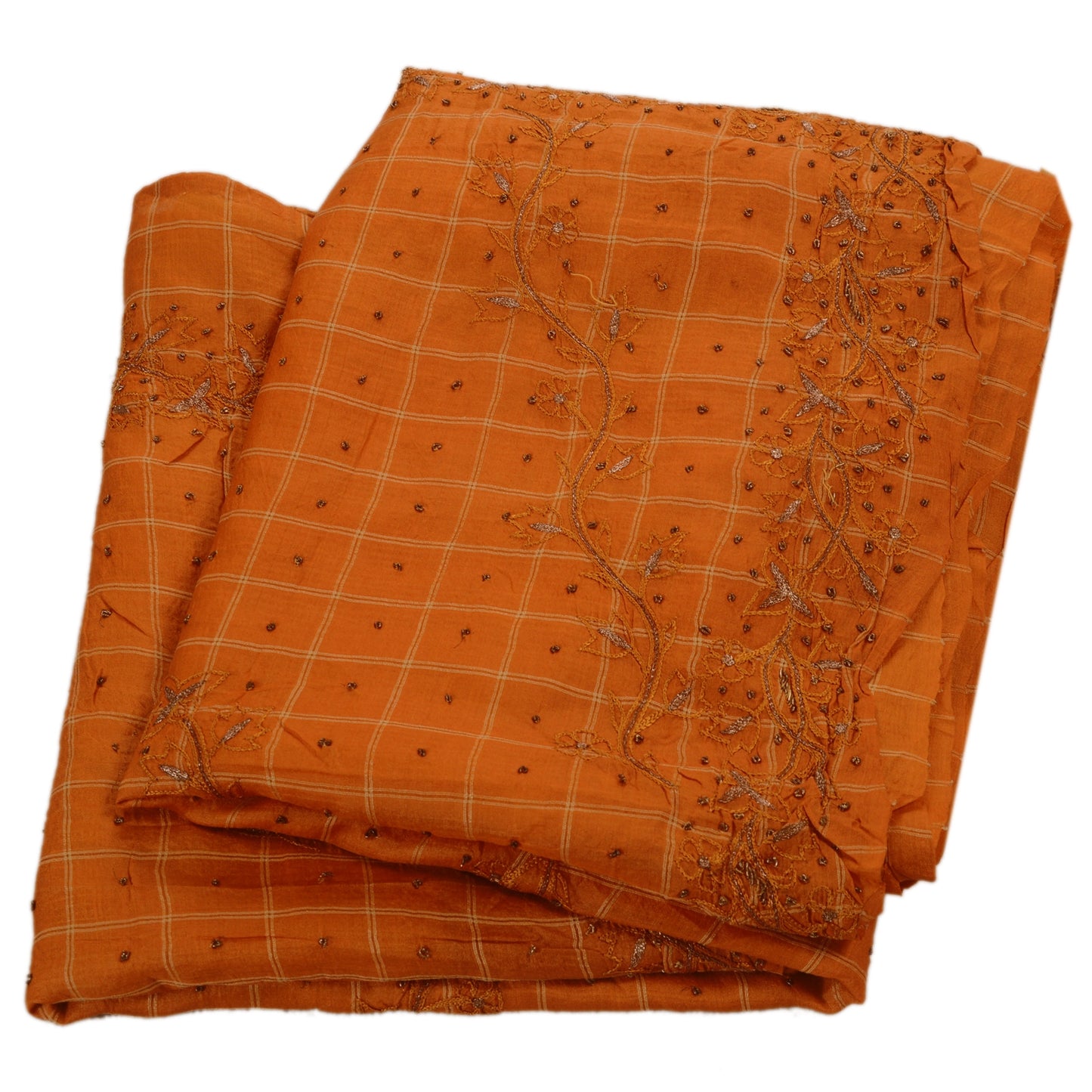 Sanskriti Vintage Peach Sarees 100% Pure Silk Hand Embroidered Fabric Sari
