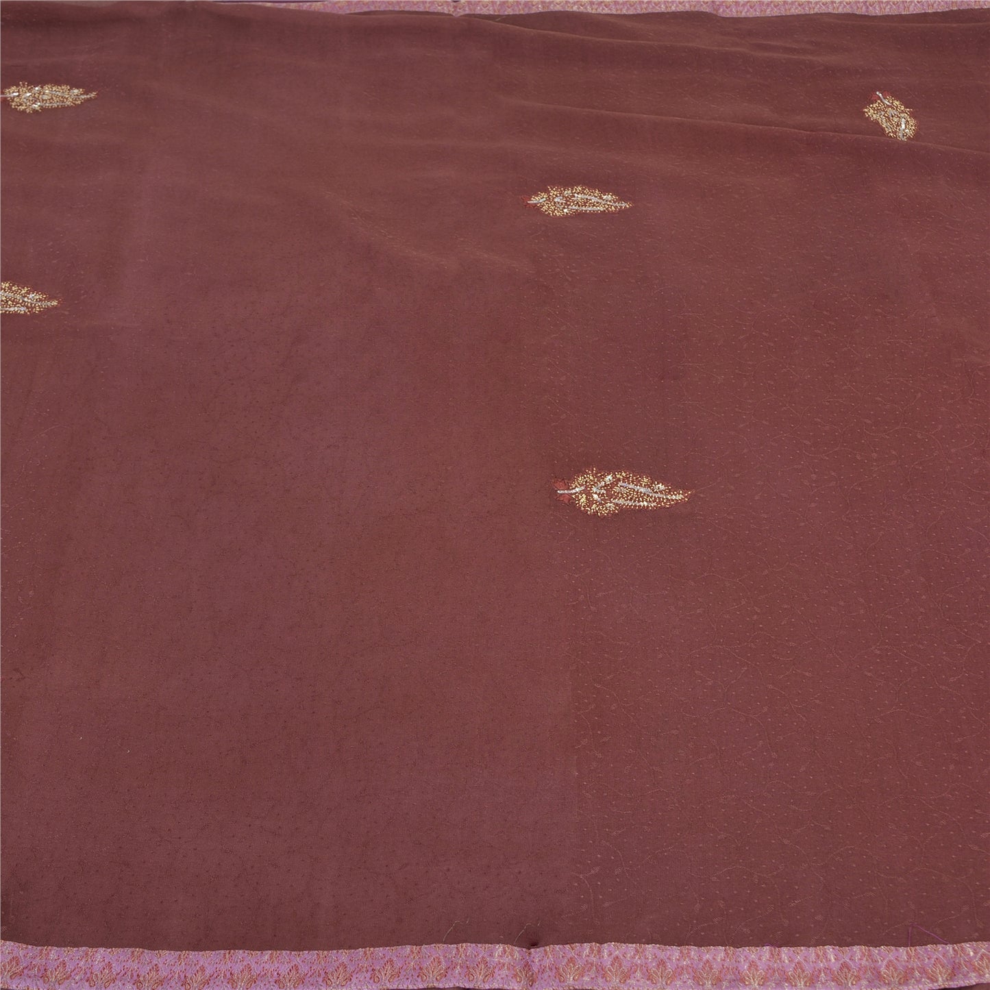 Sanskriti Vintage Purple Sarees Pure Georgette Hand Bead Thread Zari Fabric Sari