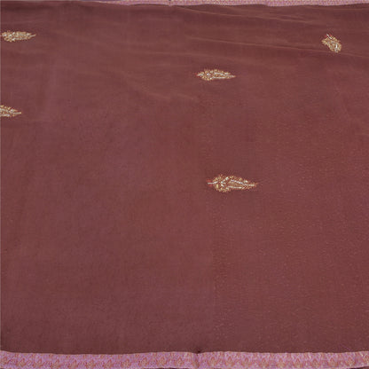 Sanskriti Vintage Purple Sarees Pure Georgette Hand Bead Thread Zari Fabric Sari