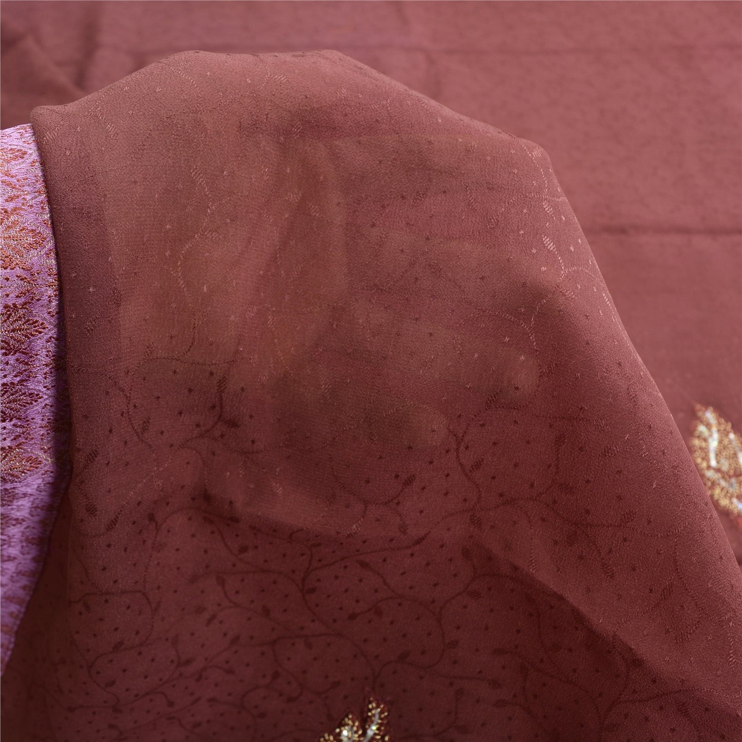 Sanskriti Vintage Purple Sarees Pure Georgette Hand Bead Thread Zari Fabric Sari