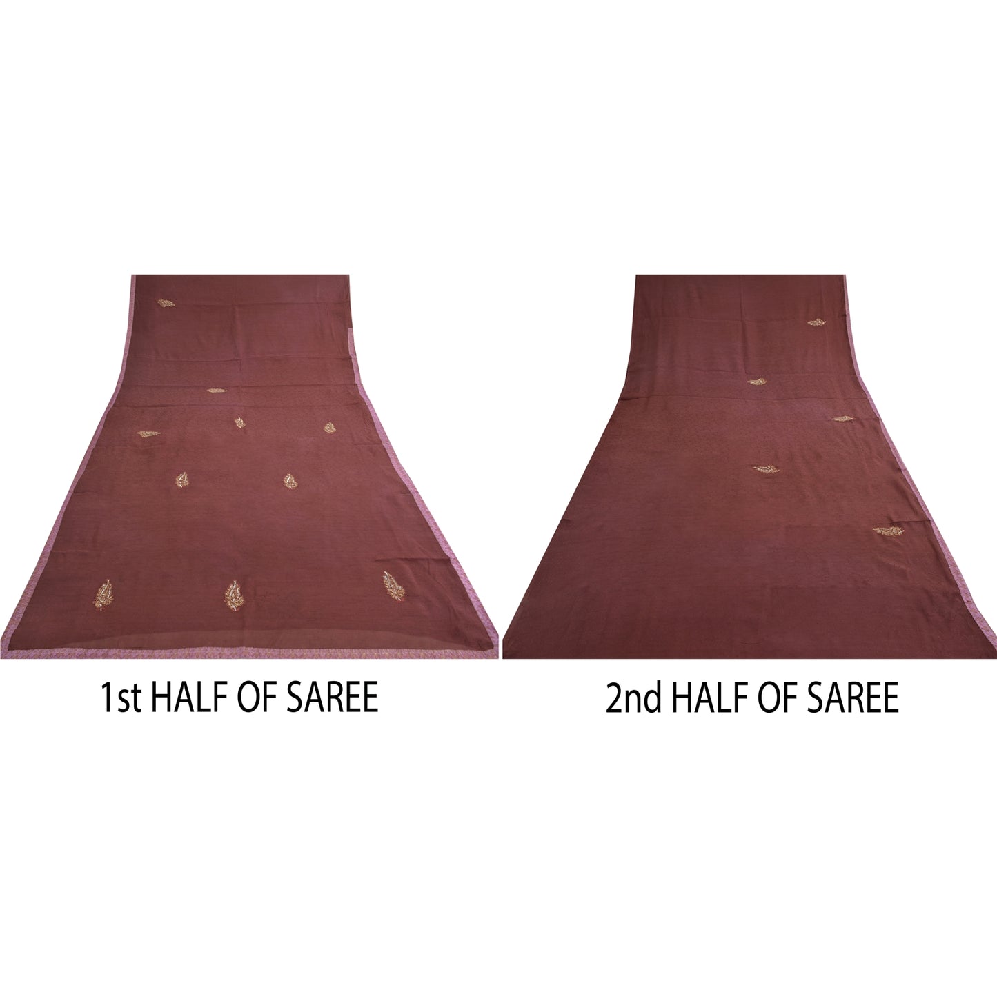 Sanskriti Vintage Purple Sarees Pure Georgette Hand Bead Thread Zari Fabric Sari