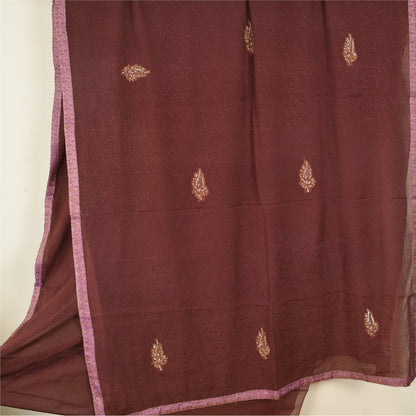 Sanskriti Vintage Purple Sarees Pure Georgette Hand Bead Thread Zari Fabric Sari