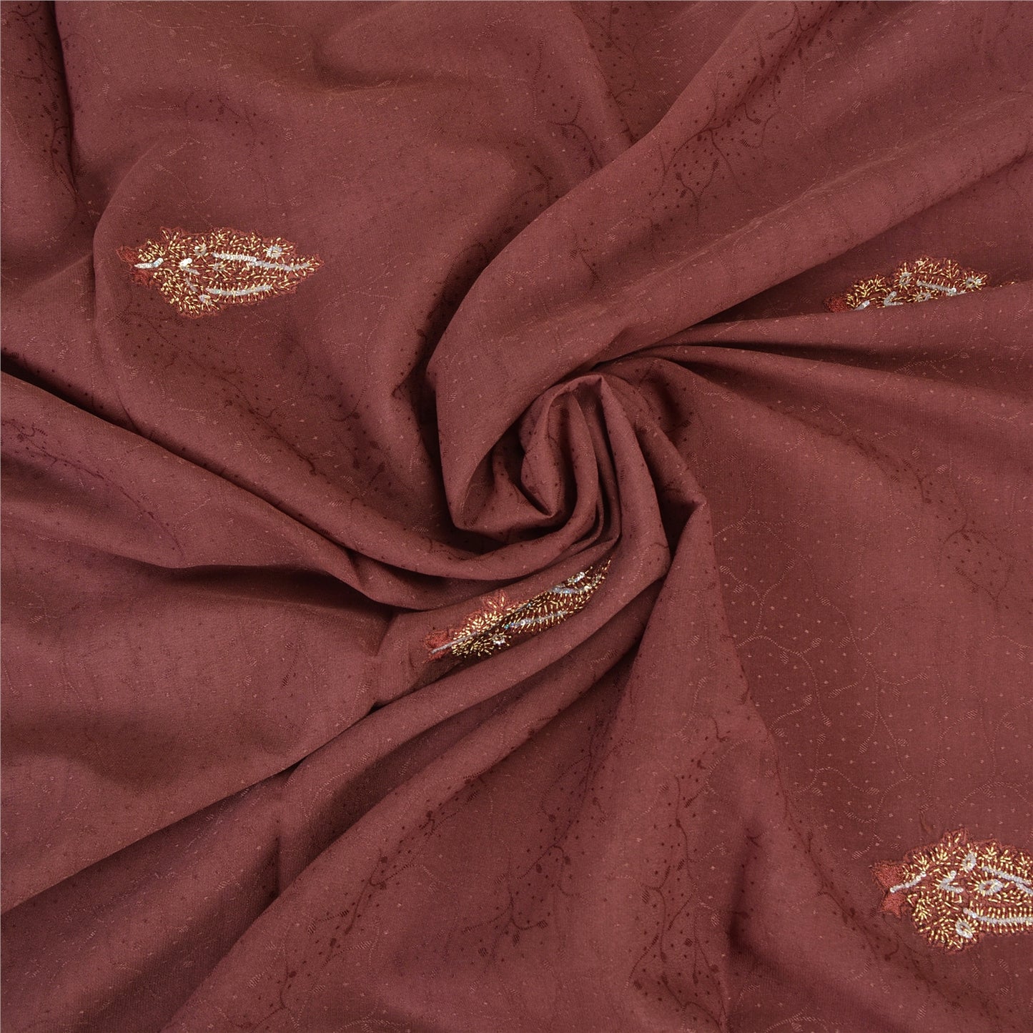 Sanskriti Vintage Purple Sarees Pure Georgette Hand Bead Thread Zari Fabric Sari