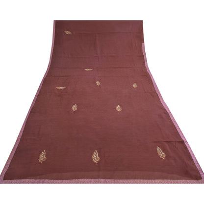 Sanskriti Vintage Purple Sarees Pure Georgette Hand Bead Thread Zari Fabric Sari