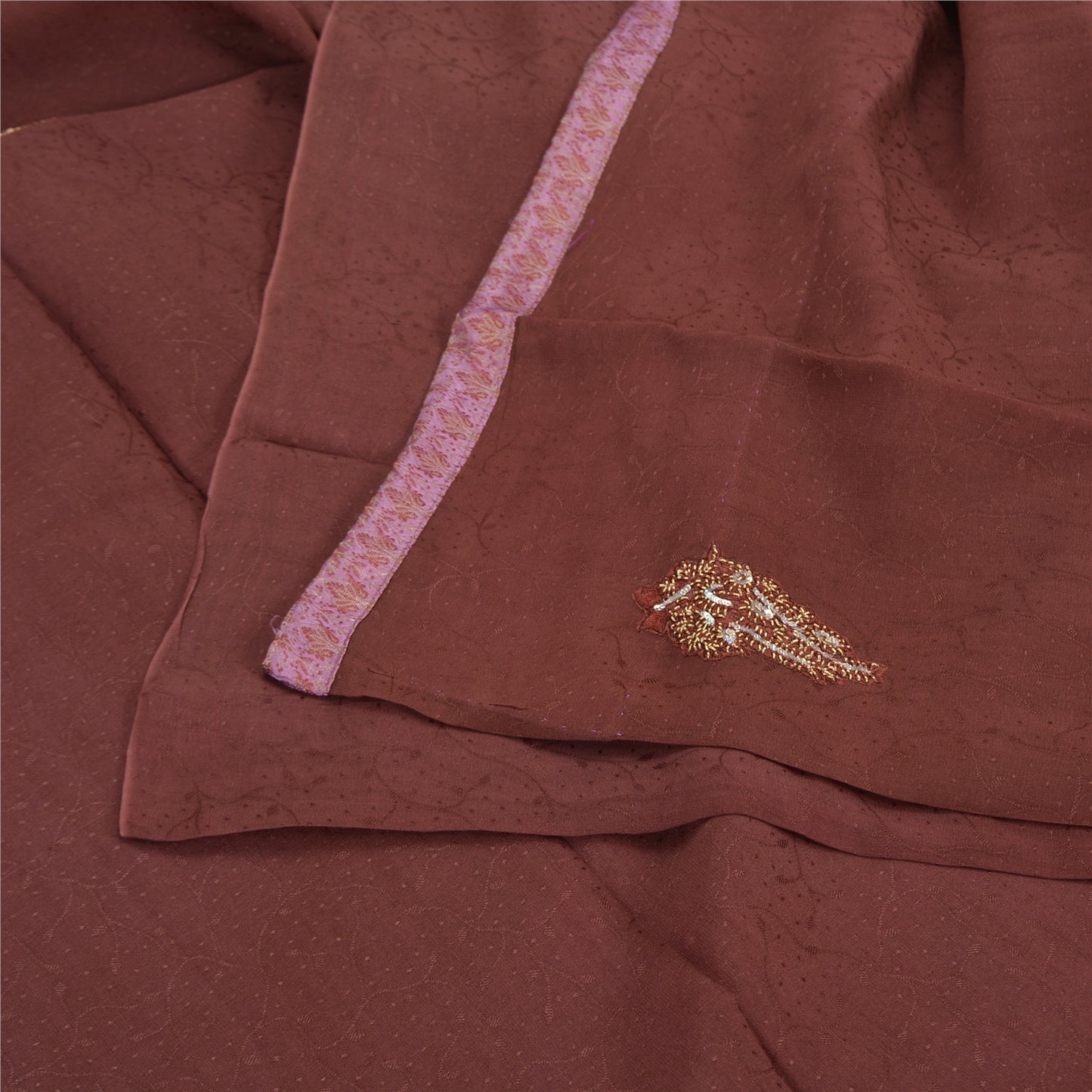 Sanskriti Vintage Purple Sarees Pure Georgette Hand Bead Thread Zari Fabric Sari