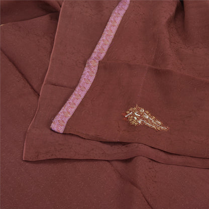 Sanskriti Vintage Purple Sarees Pure Georgette Hand Bead Thread Zari Fabric Sari