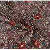 Sanskriti Vintage Purple Sarees Net Mesh Hand Embroidered Craft Fabric 5yrd Sari