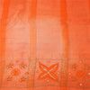 Sanskriti Vintage Orange Sarees Pure Silk Hand Beaded Premium Craft Fabric Sari