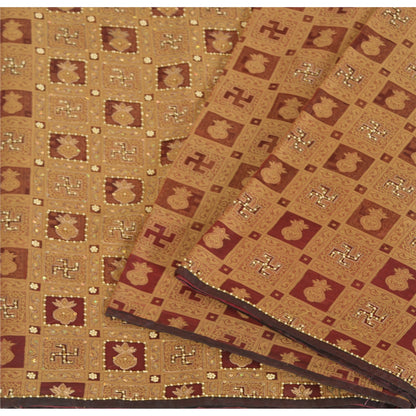 Sanskriti Vintage Brown Sarees Pure Organza Hand Beaded Zari & Woven Fabric Sari