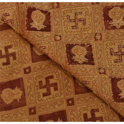 Sanskriti Vintage Brown Sarees Pure Organza Hand Beaded Zari & Woven Fabric Sari
