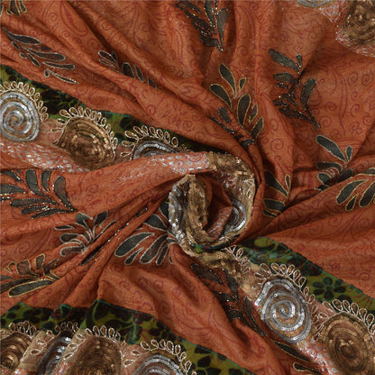 Sanskriti Vintage Antique Vintage Saree Blend Georgette Hand Embroidery Painted Sustainable Fabric Sari