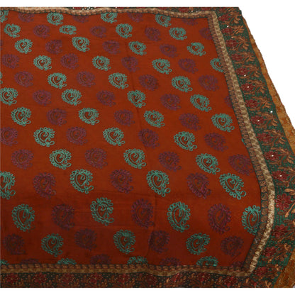 Sanskriti Vintage Antique Vintage Saree Blend Georgette Hand Embroidery Painted Woven Sustainable Fabric Sari