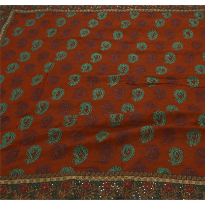 Sanskriti Vintage Antique Vintage Saree Blend Georgette Hand Embroidery Painted Woven Sustainable Fabric Sari