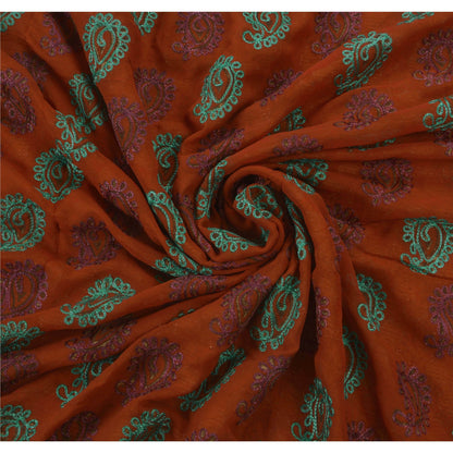 Sanskriti Vintage Antique Vintage Saree Blend Georgette Hand Embroidery Painted Woven Sustainable Fabric Sari