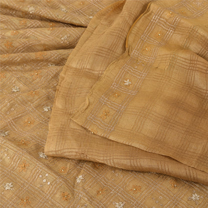 Sanskriti Vintage Indian Sarees Pure Silk Hand Beaded Premium Sari Craft Fabric
