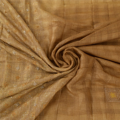 Sanskriti Vintage Indian Sarees Pure Silk Hand Beaded Premium Sari Craft Fabric